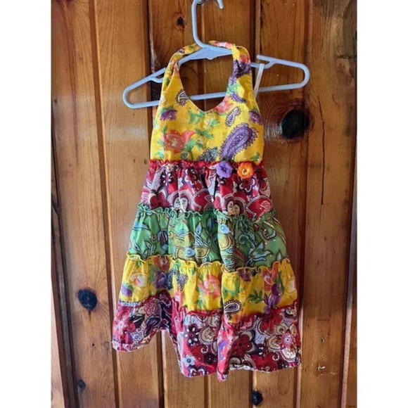 Vibrant Floral Paisley Halter Top Boho Chic Summer Beach Festival Wear size 3T - Picture 1 of 5
